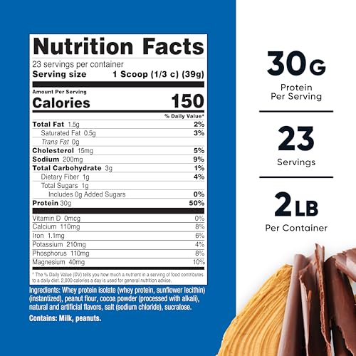 Image of Nutricost Whey Protein Isolate (Chocolate Peanut Butter, 2 Pound) Protein Powder