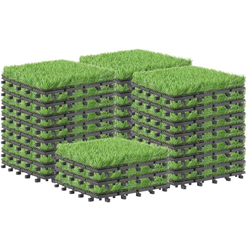 PrimeZone 27 Packs Interlocking Artificial Grass Tiles - 12"x12" ...
