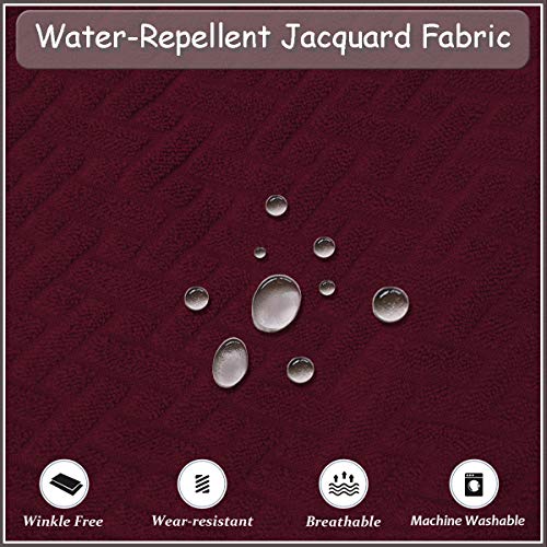 Keluina Stretch Water-Proof Twill Jacquard Dining Room Chair Covers Home Decor,Chair Covers For Dining Room Chair Slipcovers For Dining Room,Kitchen,Home,Restaurant,Ceremony(Wine Red, Set Of 6) #TOP5