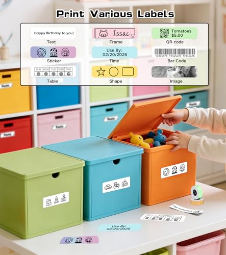 Image of ORGBRO Label Maker Machine with Tape, X1 Portable Bluetooth Mini Label Printer, Support Pre-Cut & Continuous Label, Wireless Small Label Makers with Versatile App for School Home Office Organization