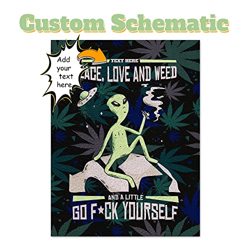 Eccustomized Custom Cannabis Leaves Throw Blanket, Marijuana Weed Leaf Blanket For Men Women Aliens Smoke Throws 80"X60"Inches Blanket For Bed Sofa Couch,Peace Love And Weed thumb #1