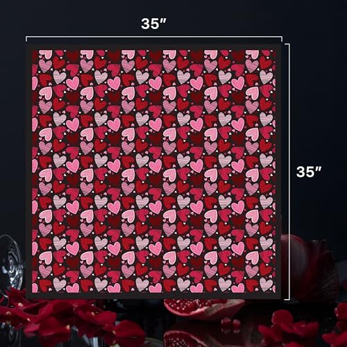 CBC Crown Women's Lightweight Silk Feeling Heart Print Valentines Day Festive Scarf 13"x60" or 35" x 35"3
