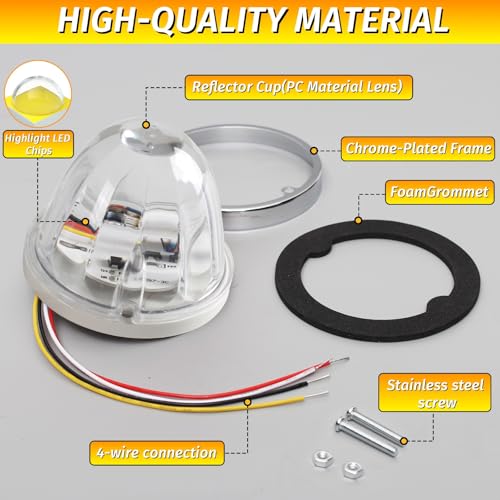 Image of 6PCS Watermelon Lights White Strobe & Constant Multi-Function LED Side Marker Turn Signal Tail Roof Lights with Stainless Steel Bezel for Trailer Semi-trailer Heavy-duty Truck