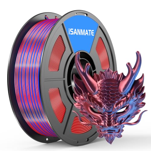 Image of iSANMATE Silk Red Blue PLA Filament 1.75mm 1kg for FDM 3D Printer | Compatible with Bambu Lab 3D Printers & AMS, Shiny Surface, Easy Printing for Beginner, Upgraded Toughness & Clog-Free