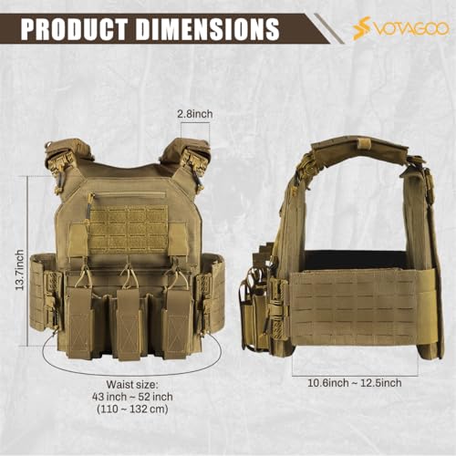 Image of VOTAGOO Gear Tactical Vest, Quick Release Lightweight Airsoft Vest, Adjustable Weighted Vest for Outdoor Hunting Training