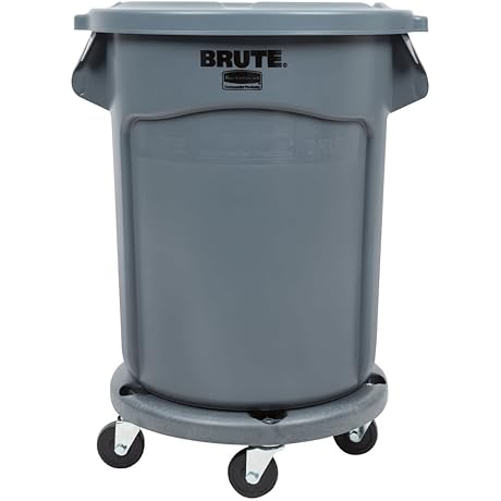 Brute 20 Gallon Gray Trash Can, Lid and Dolly Kit