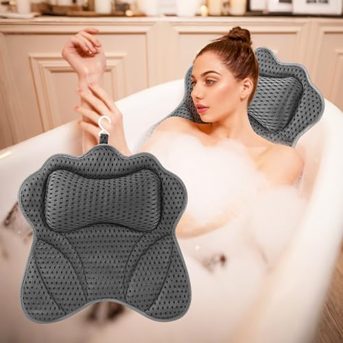 Bucomtu Netz-Badewannenkissen Nackenstütze mit Saugnäpfen