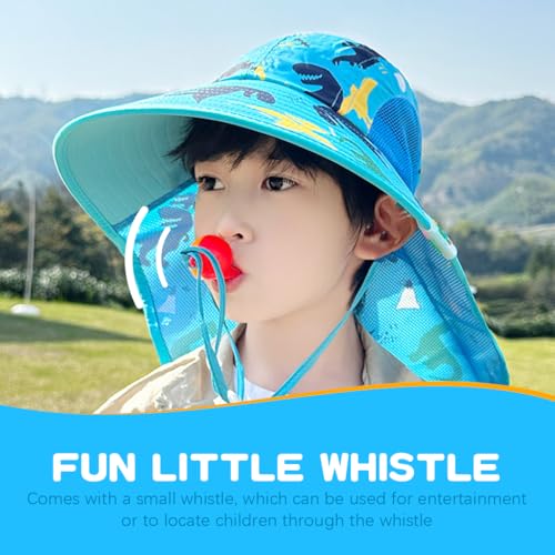 Image of SNOWIE SOFT Wide Brim Sun Hat for Kids Girls with Neck Flap Shawl, UPF 50+ Adjustable Chin Strap Sun Protection Hat for Girls 2-10 Years Old, Summer Breathable Sun Visor Hat Windproof Beach Hat