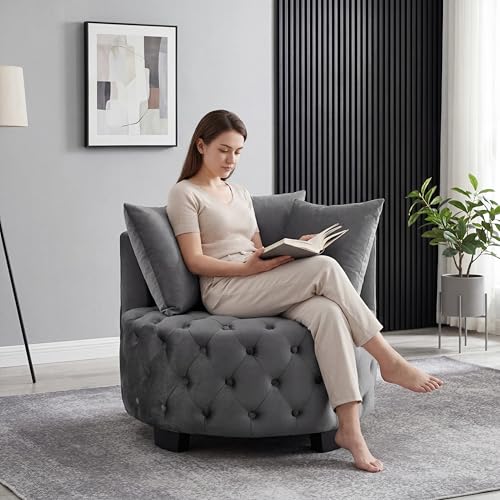 Vetioc Modern Velvet Round Accent Armchair...
