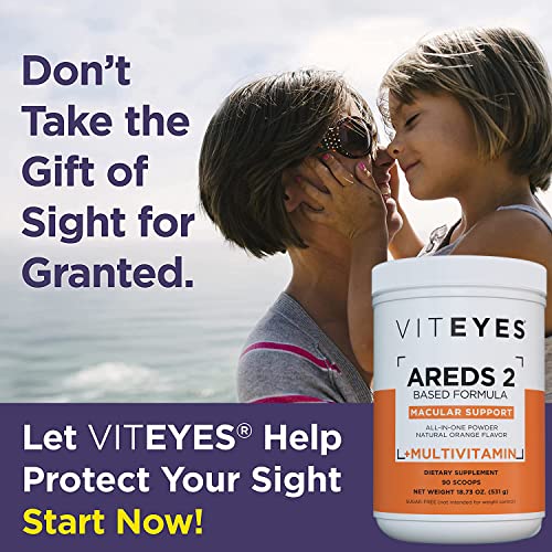 Viteyes Areds 2 Powder + Multivitamin, Macular Protection, Alternative To Areds 2 Chewables, No Pills, Areds 2 Drink, Eye Vitamins, Natural Orange Flavor, 90 Scoops (531 G) #TOP1
