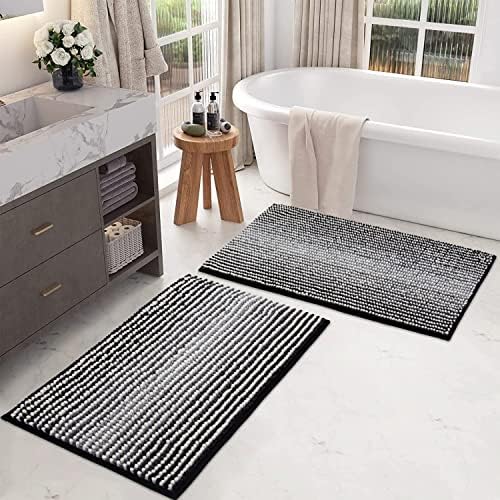 Zeeinx Bathroom Mats Sets 2 Piece Chenille Shaggy Bathroom Rug Soft