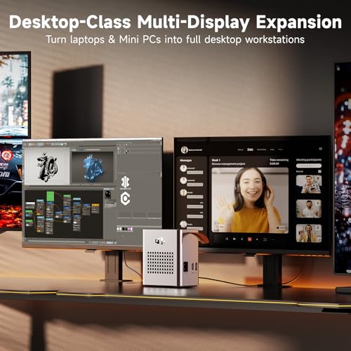 Image of Nimo eGPU Docking Station, AMD Radeon RX 7600M XT 8GB GDDR6 (120W), 80Gbps USB4 & OCuLink, 65W PD, 8K HDMI 2.1 DP 2.0, Portable External Graphics Enclosure for Laptop, Mini PC, Handheld Gaming