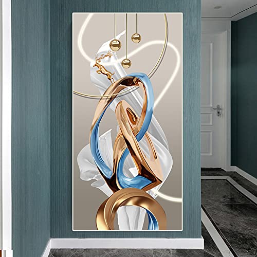Arte de pared de ciervo dorado abstracto póster nórdico moderno vertical 50x100cm