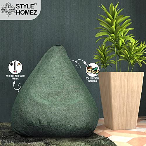 Style Homez ORGANIX Collection, Classic Bean Bag XL Size Green Color in Organic Jute Fabric, Cover Only - Image 3