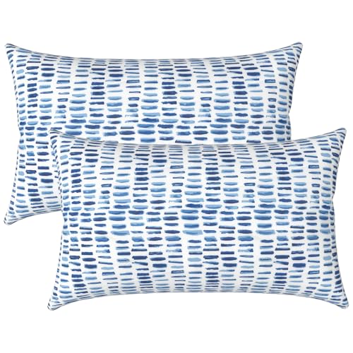 LVTXIII Set of 2 Patio Lumbar Pillows, 12”x20” Fade Resistant Outdoor Lumbar Pillow with Inners...