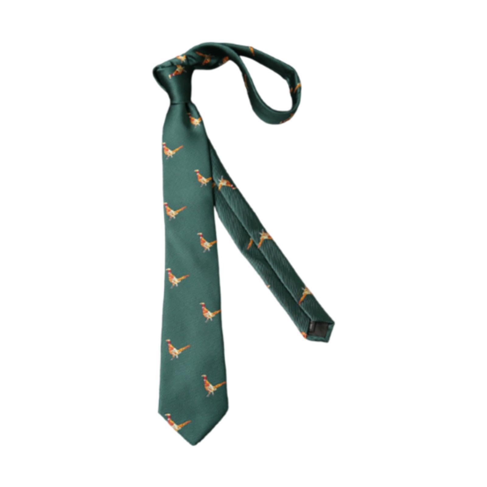 Tie for Men Embroidered Soft Animal Tie for Business Father's Day Ceremonies Green Chook-image-46