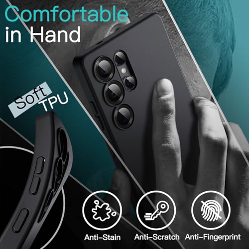 Image of JETech Slim Fit Cover Case for Samsung Galaxy S25 Ultra 5G, Camera Lens Full Protection, Soft TPU Thin Protective Phone Cover with Matte Finish, Shockproof Case (Titanium Black)