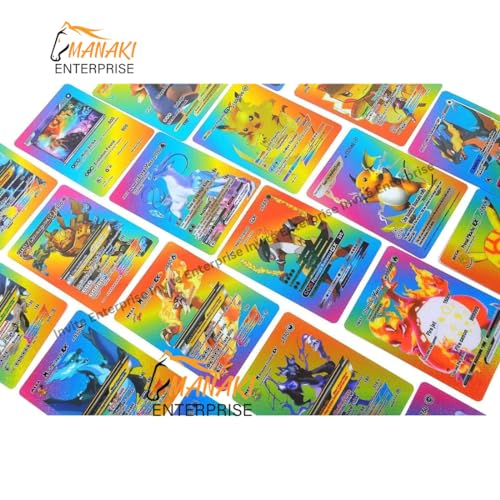 Image of MANAKI ENTERPRISE 55 PCS Rainbow Foil Card Assorted Cards TCG Deck Box - V Series Cards Vmax GX Rare Golden Cards and Common-Rare Mystery Card (Rainbow)