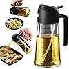 TrendPlain 16oz/470ml Glass Olive Oil Sprayer for Cooking – 2 in 1 Olive Oil Dispenser Bottle for Kitchen Gadgets and Air Fryer Accessories, Salad, BBQ – Black