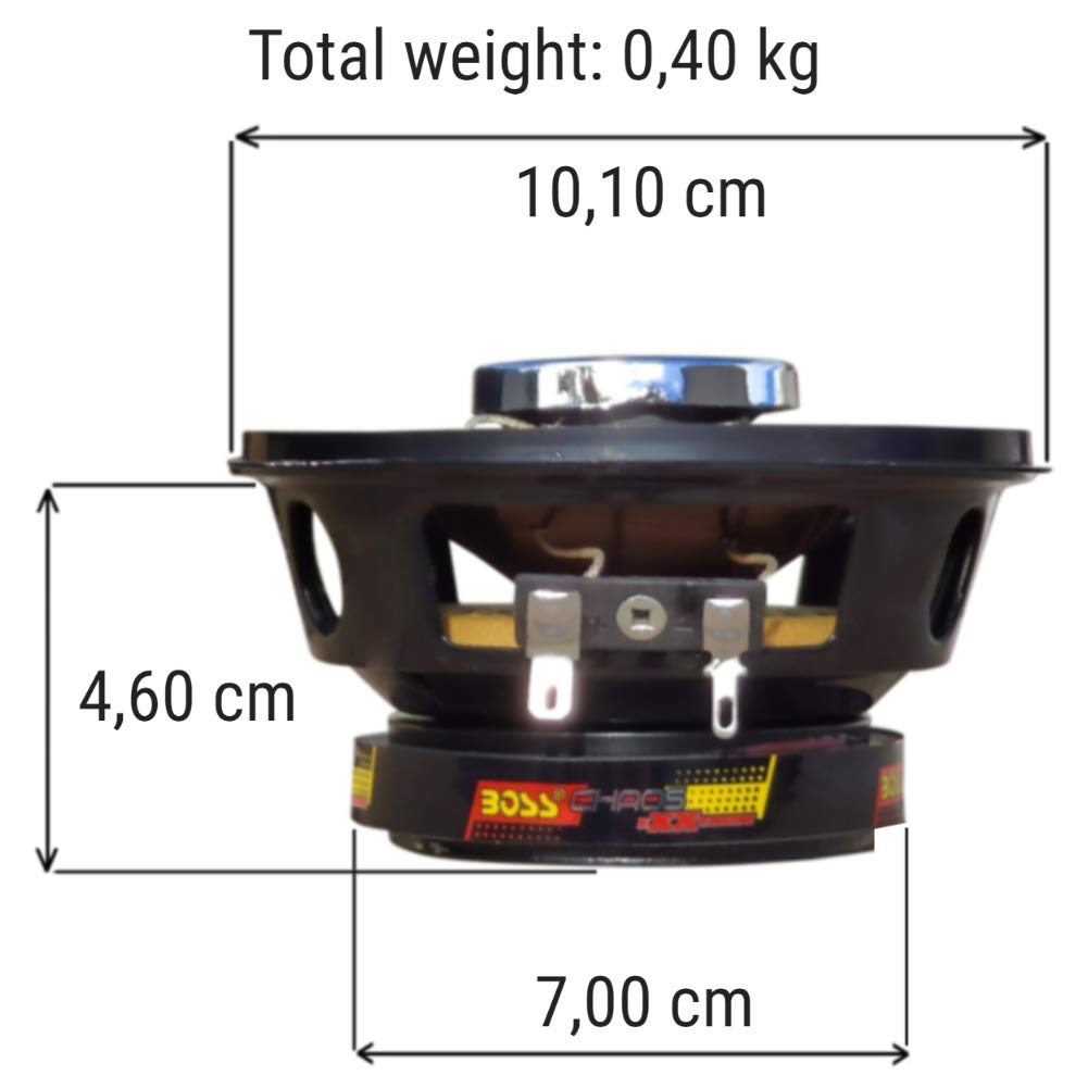 2 głośniki kompatybilne z Boss Audio Systems CH4230 CH 4230 3-drożne koaksjalne 10,00 cm 100 mm 4" średnica 112,5 W rms i 225 W maks. 4 omy 90 dB spl Auto, na parę