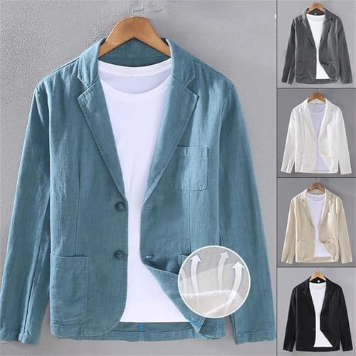 Men's Slim Fit Linen Blazer - Lightweight Summer Jacket for Business & Casual Two Button Casual Coat2