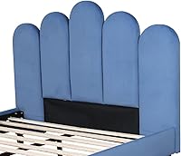 Vista 6 de DEINPPA Upholstered Platform Bed with Panel Channel Tufted Headboards, Queen Bed Frame with Slats, No Box Spring Needed, for Kids Teens Adult-Grey