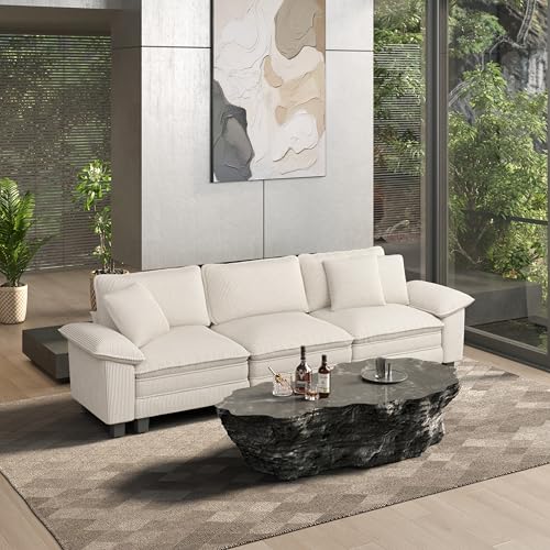 Image of HERA'S HOUSE 124 inch Oversized Modular Sectional Straight Sofa, Corduroy Beige