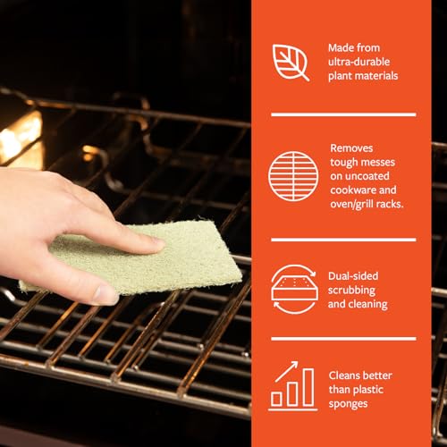 Image of Full Circle Agave Leaf Scour Pads - Pack of 3 - Maximum Strength, Non-Scratch Dish Scrubber Made with Plant-Based & Recycled Materials, Safe for Nonstick