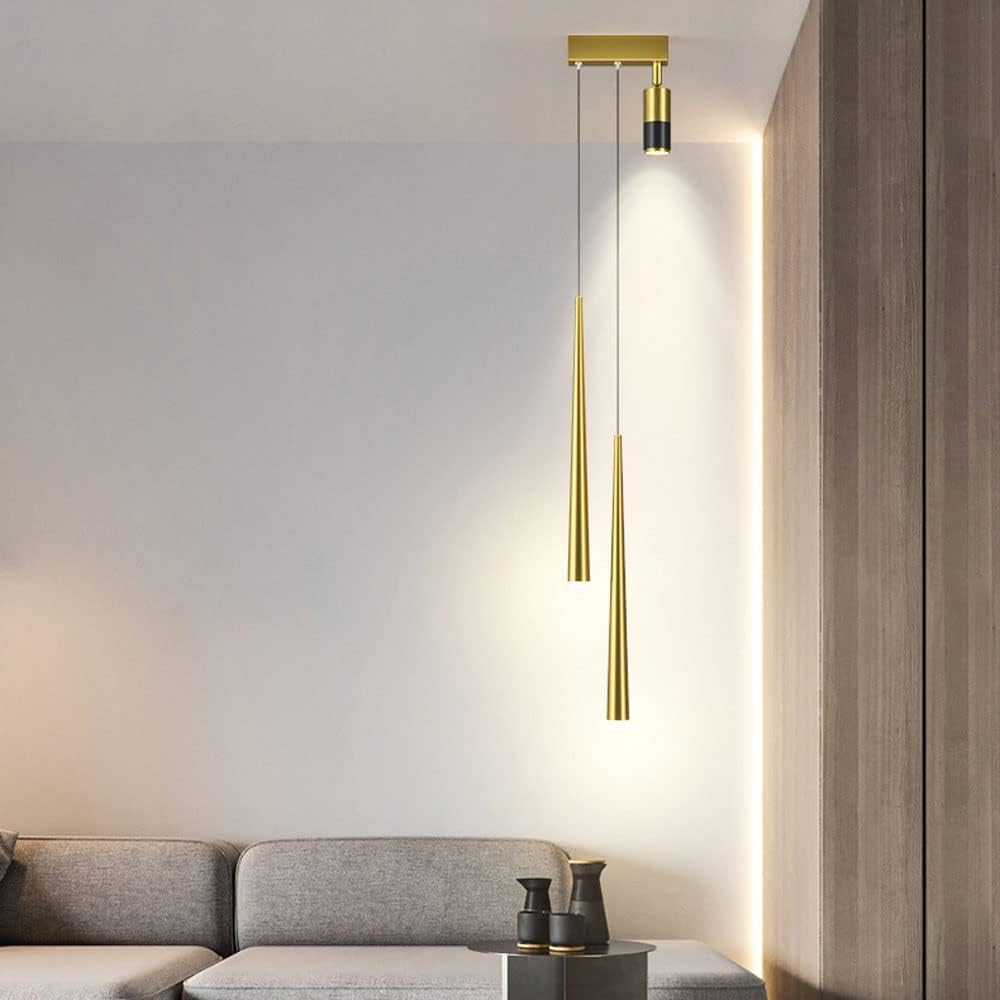 Suspension en acrylique doré haut de gamme avec éclairage LED contemporain