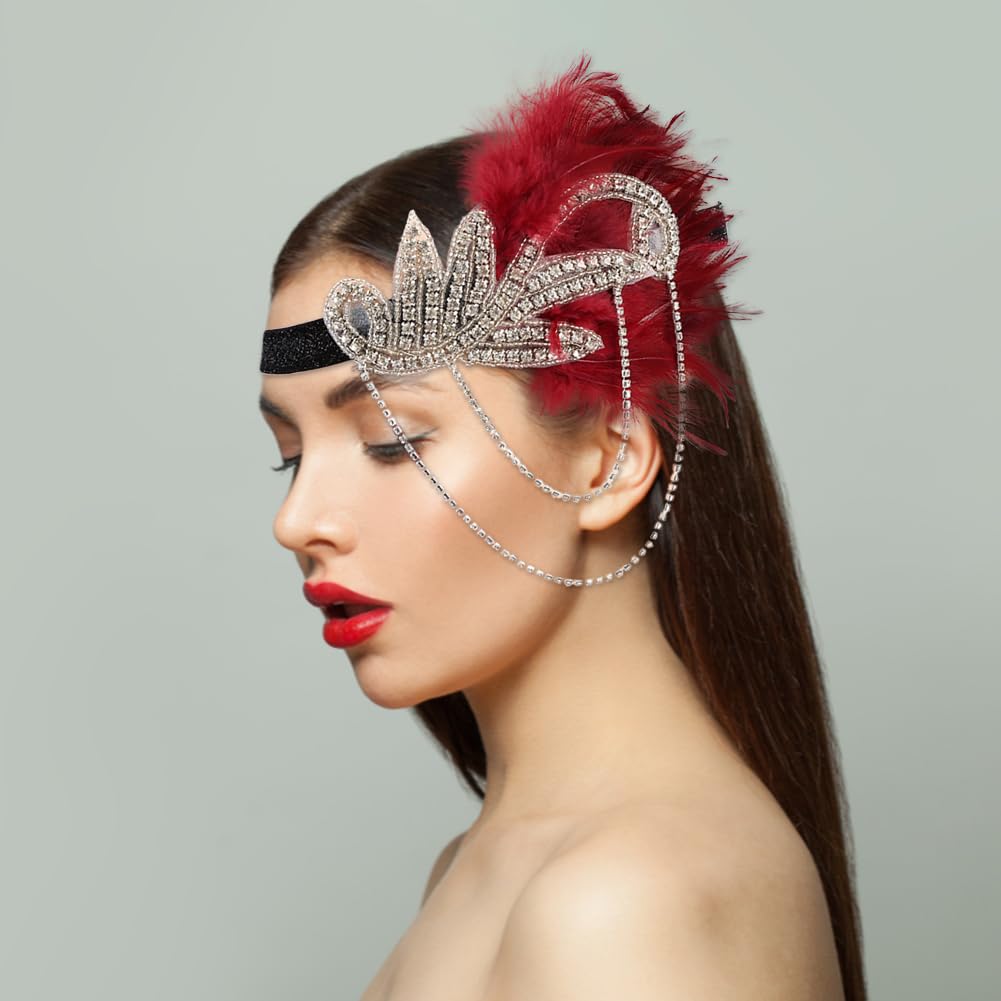 BABEYOND Hairband 1920s Charleston - Fascia per capelli da donna in stile anni '20, per costume da donna, colore: Bianco