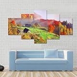 5 Pièces d'art Mural en Toile Affiches Automne en Ukraine Europe 5 Pièce De Peinture sur Toile HD Et Impressions Toile pour Le Salon Décor de mur de encadré prêt à Accrocher