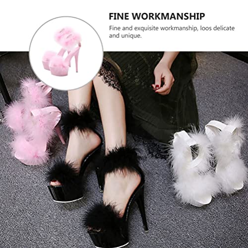 LIFKOME Open Toe Ankle Strap Fluffy Platform Heel for Women Sandal High- Heeled Shoes Women Dress Sandals Ankle Strap Clear Platform Sandals3