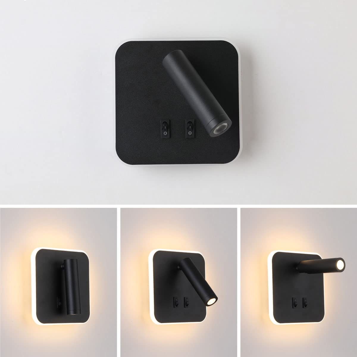 Wandleuchte Led Wand Scheinwerfer 330 ° Einstellbare Wand Lampen Nachts Leselampe, Moderne Quadratmauer Schwenkstrahler, Wohnzimmer Dekor Wandleuchten Schlafzimmer Sconces Kopfteillampe/Bla