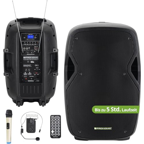 Pronomic Move 15\" Partybox - Mobile PA-Anlage Bluetooth Lautsprecher TWS - Musikbox mit leistungsstarkem Akku - Leistung 30W (RMS) - Set inkl. Aktivbox, Funkmikrofon, Headset und Fernbedienung Pronomic Move 15\" Partybox - Mobile PA-Anlage Bluetooth Lautsprecher TWS - Musikbox mit leistungsstarkem Akku - Leistung 30W (RMS) - Set inkl. Aktivbox, Funkmikrofon, Headset und Fernbedienung