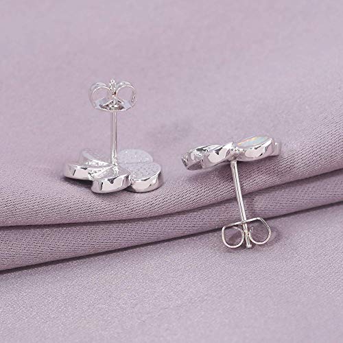 Cinily Flower Stud Earrings,White Opal Stud Earrings 14K White Gold Plated Hypoallergenic Flower Earrings Jewelry Gift For Mom,Girls,Women #TOP4