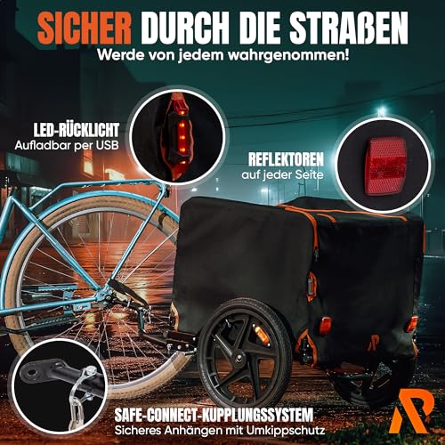 Rigid. Fahrradanhänger/Transportwagen Faltbar Wasserdicht 2in1 | 150L max 50kg | Lastenanhänger Bollerwagen Handwagen - Fahrradtour Reisen Outdoor - Jetzt Bilder ansehen