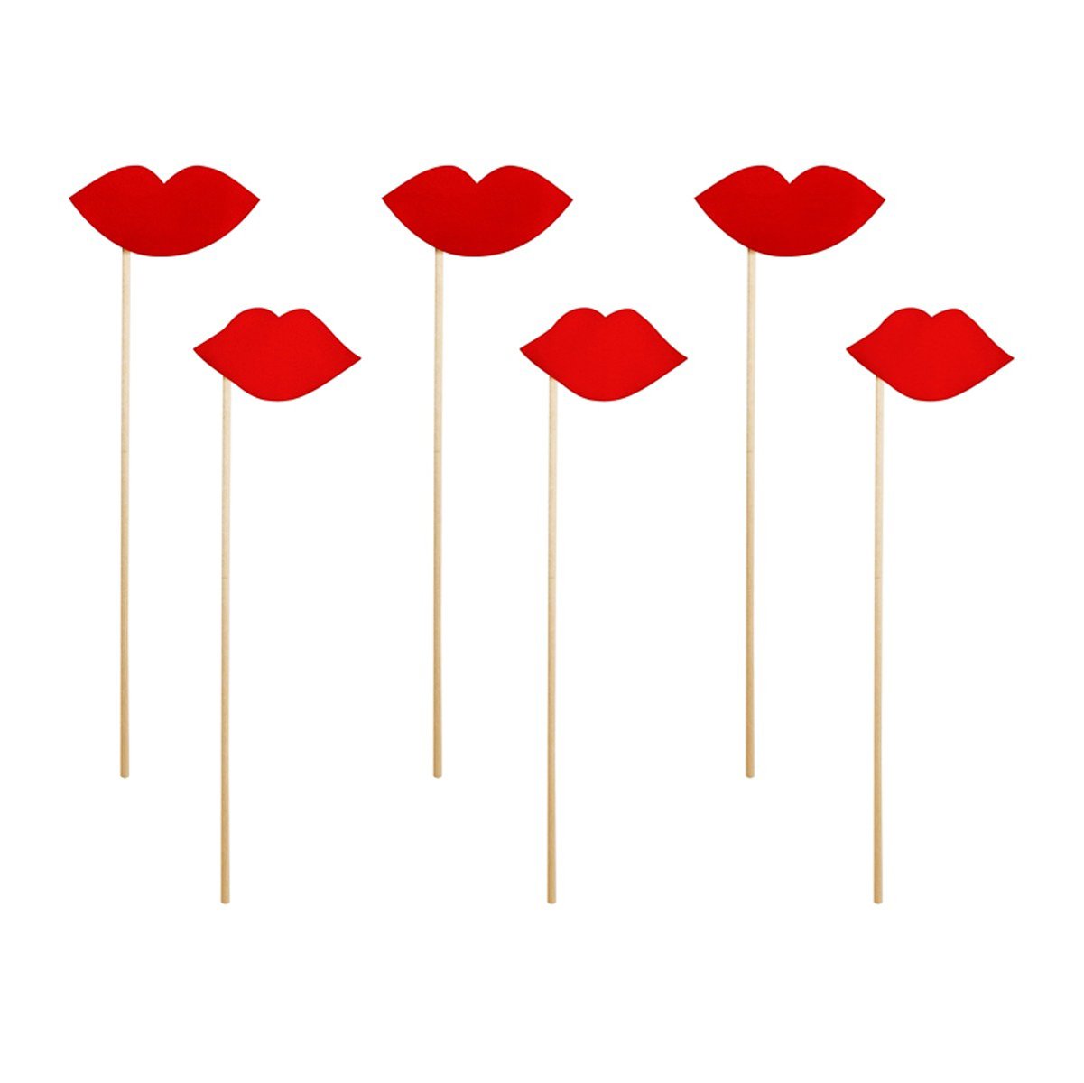 Gtr-Photo Props Red Pack Of 6 Photo Prop Lips On Sticks Xp043
