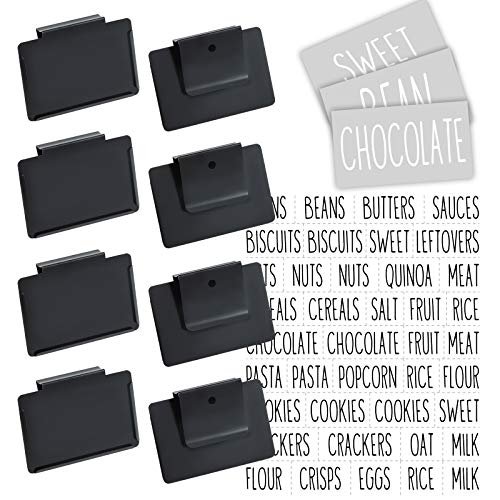 Wezoom 8 Black Bin Clip Labels for baskets Label Clip on Home Edit w/ 40 Pantry Labels. Pantry Organization and Storage Baskets. Removal Metals Bin Clip. 40 All Caps White Pantry Stickers (BLACK CLIP)