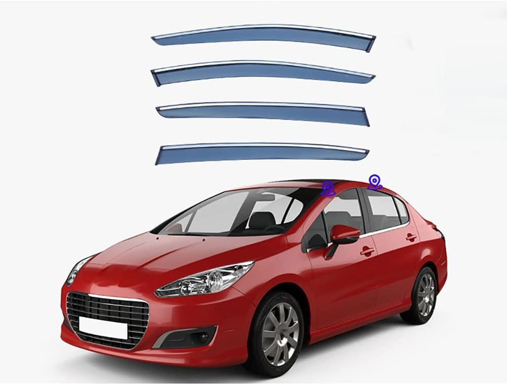 PANXUC Car Wind Deflectors for PEUGEOT 308 T7 2007-2015, Side Window Wind Rain Deflector Window Visor Sun Rain Guard Smoke Guards