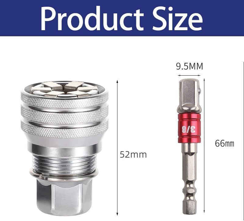 HEAVYSEVEN Multi-Function Universal Socket Wrench Tool - Universal Maintenance Tool, Adjustable Universal Socket Wrench, Universal Socket Tool for 3/8" Drive Ratchet Torque Wrench & Power Drill (2pc)