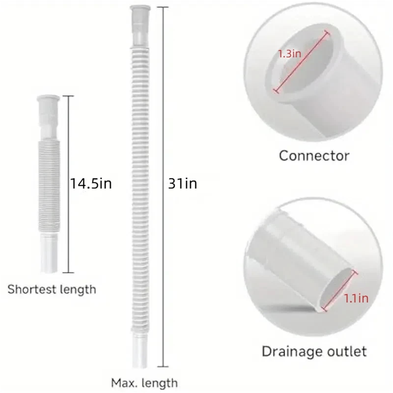 2 tubos flexibles extensibles for desagüe de fregadero, for baño, lavabo y lluvia