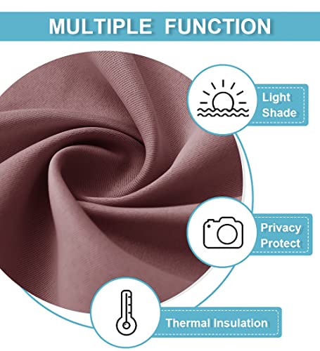 RYB HOME Bedroom Curtains Blackout - Light Block Energy Efficiency Small Window Treatment Drapes for Kitchen Dining Baby Nursery Morden Decor, W 42 x L 54 inch, Dusty Rose, 2 Panels