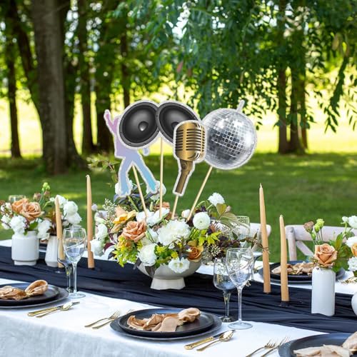 Image of Retro 70s Decade Throwback Party Centerpiece Sticks, Table Decorations for Disco Ball Dance, 70s Decade Throwback Decorations, Totally 1970s Party DIY Dessert Table Toppers.Set of 16