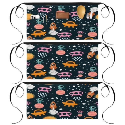 Tablier pour cuisine et nettoyage de la maison lot de 3 pièces court