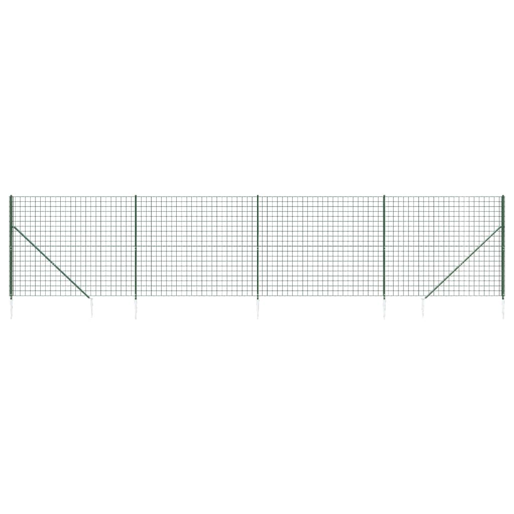Green Wire Mesh Fence Galvanised 1.8x10 m with Spike Anchors, Heavy Duty PVC Coated Security Barrier for Garden Animal Enclosure, Rust Proof Interlocking Design Fencing Roll