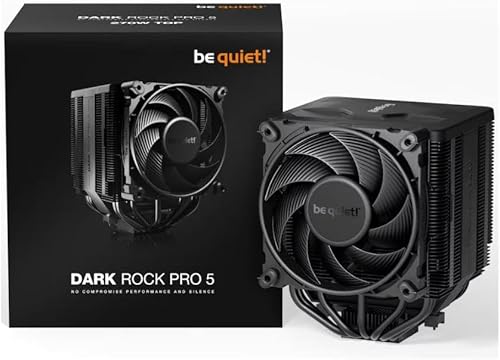 be quiet! Dark Rock Pro 5 Enfriador silencioso de CPU  Flujo de aire inmensamente alto  7 tubos de calor de cobre de alto rendimiento  Interruptor