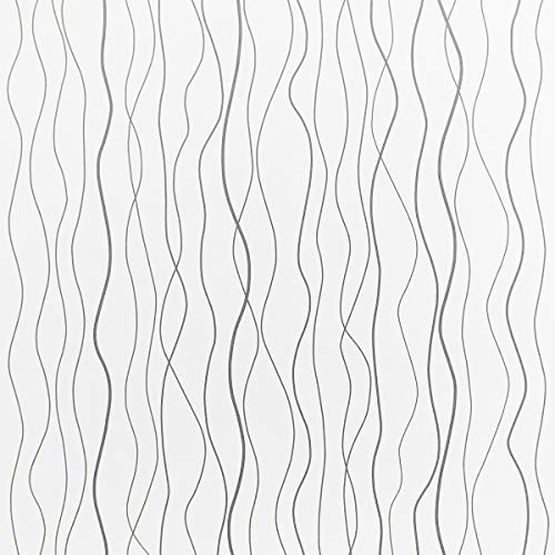 White Geometric Wallpaper Silver Stripe Contact Paper Peel and Stick Wallpaper 17.71In X 118In Modern Wallpaper Self Adhesive for Office Bedroom Shelf Cabinet Drawer Vinyl Waterproof Removable