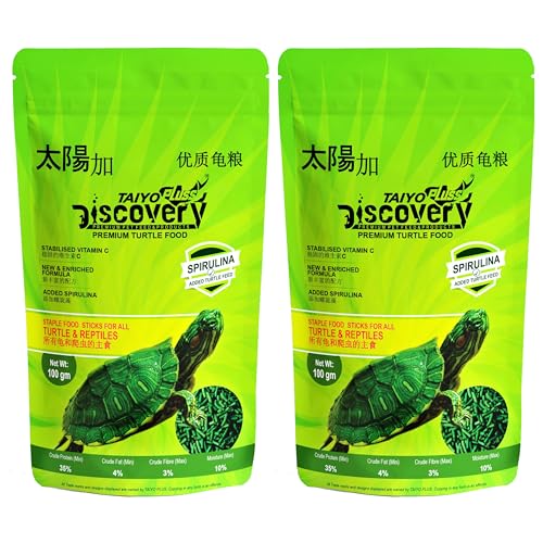 Image of Taiyo Pluss Discovery Turtle Food - 100 g Pouch (Pack of 2) (Improved Formula) | Complete Daily Nutrition Sticks with Spirulina & Vitamin C | Floating Sticks to Support Shell Strength & Growth
