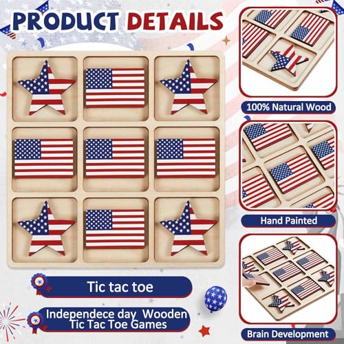 American Flag Wooden Tic Tac Toe Juego de Mesa miniatura 4