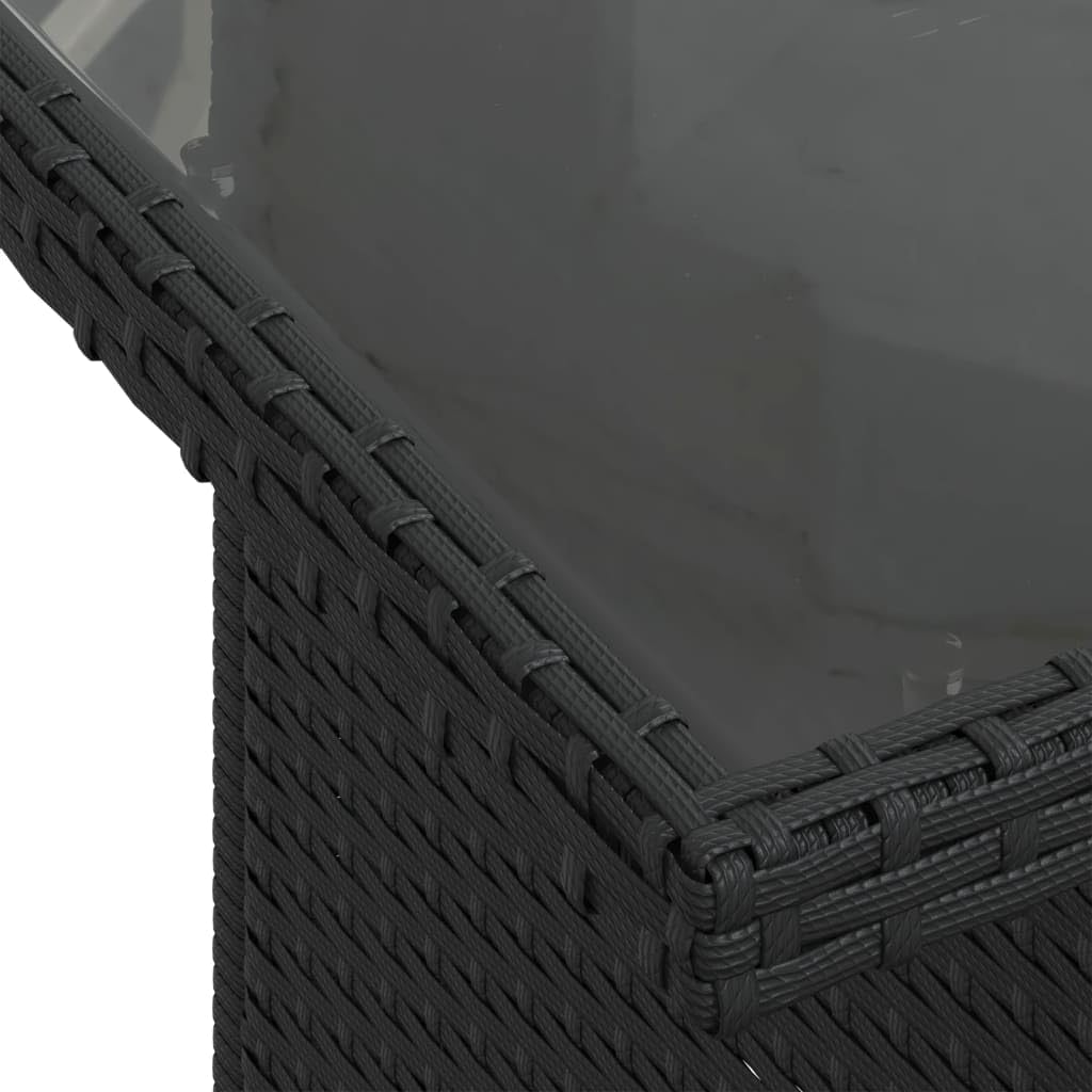 vidaXL Tavolo da Giardino Piano in Vetro Nero 100x55x73 cm Polyrattan